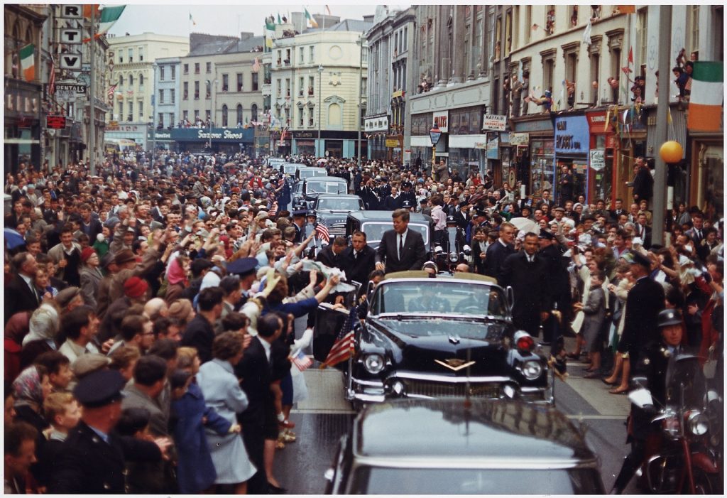 A picture of JFK in a car