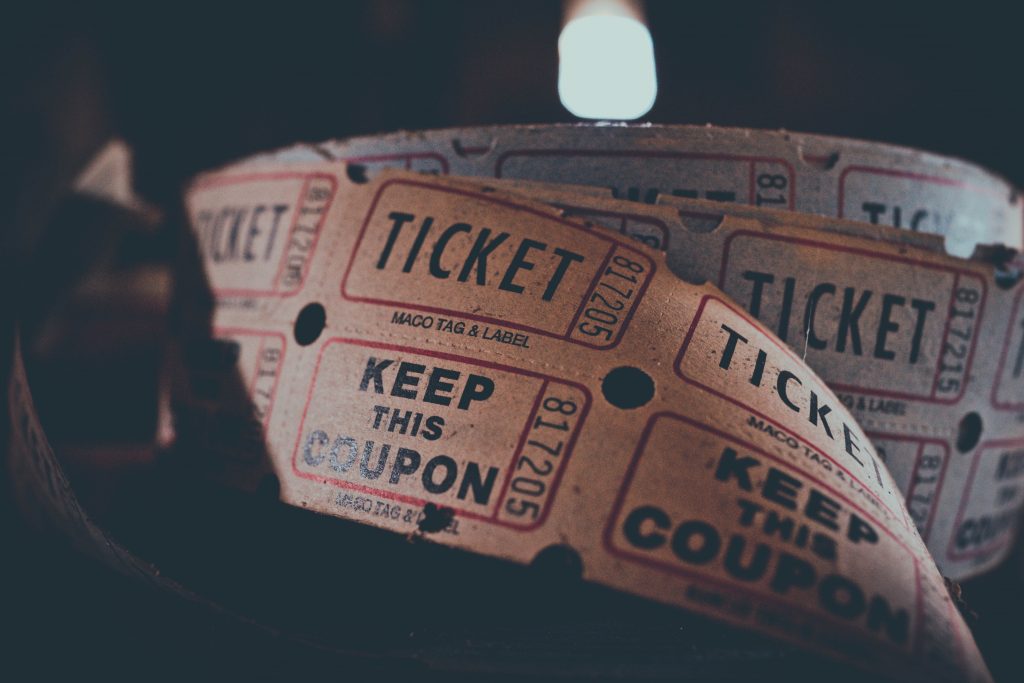 A picture of cinema admission tickets