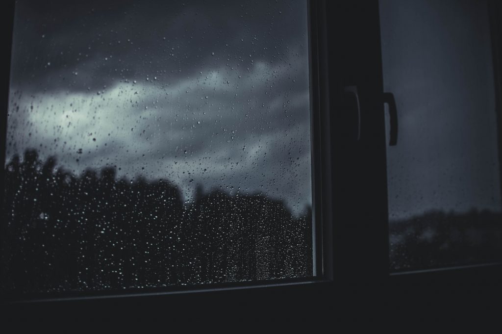 A picture of a dark window