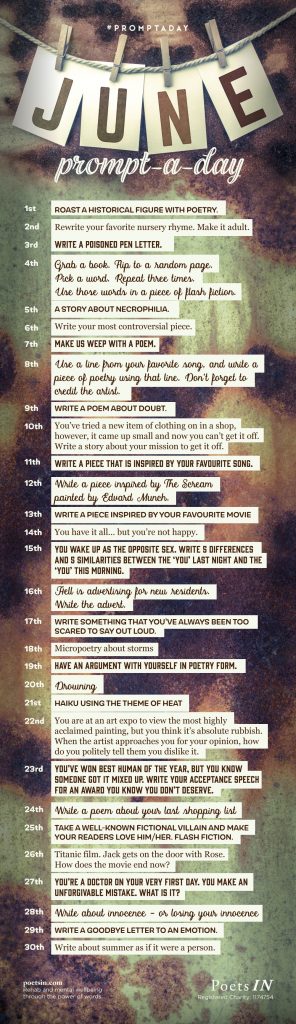 An inforgraphic of our writing prompts