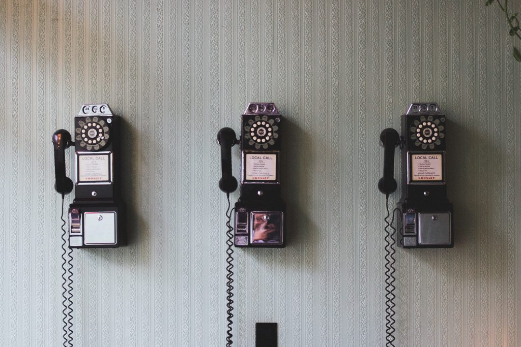 A picture of a row of phones